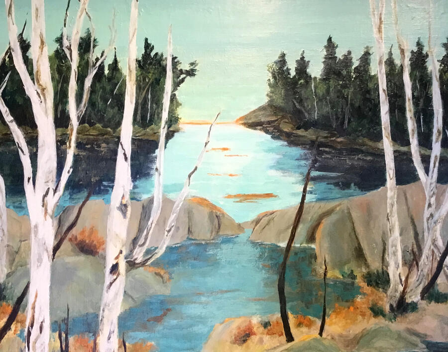 Muskoka Birches, acrylic, 30x36