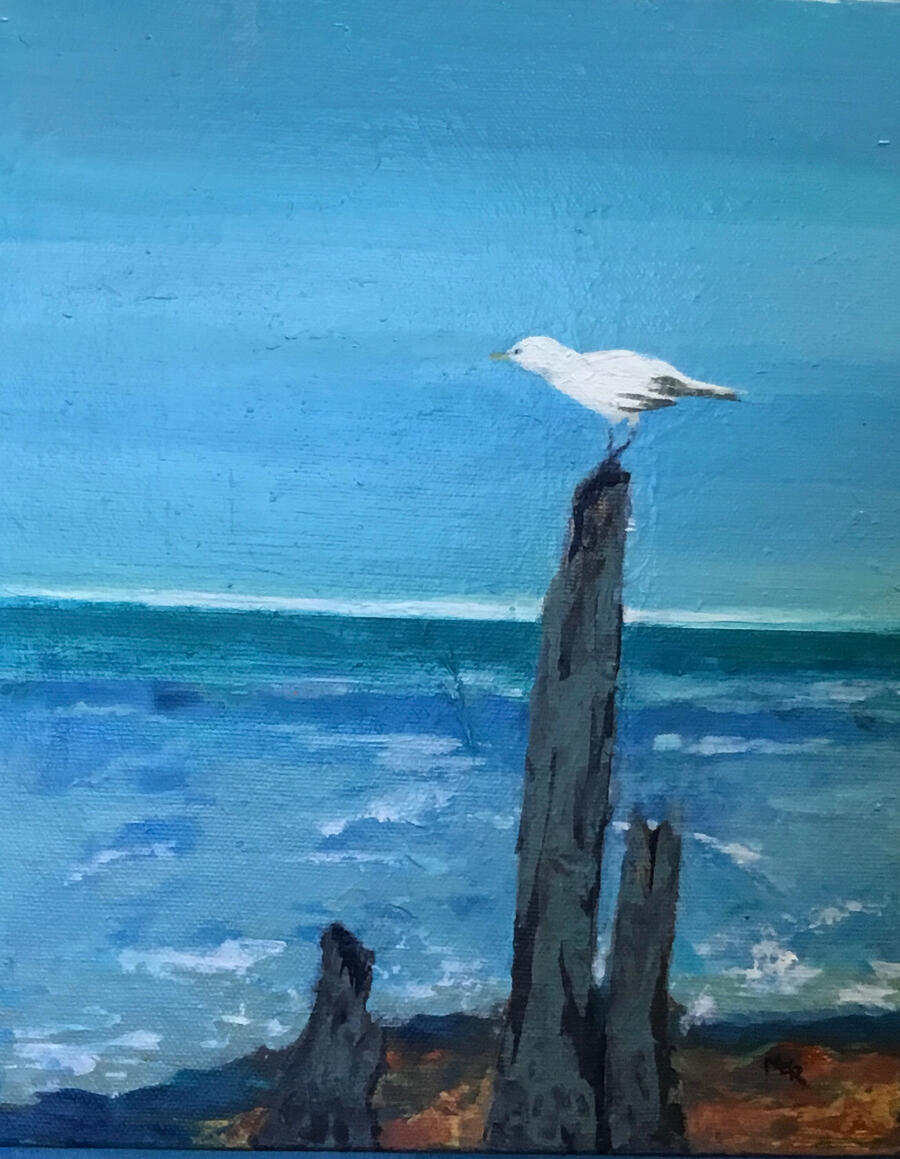 At the Shore, acrylic, 10x8
